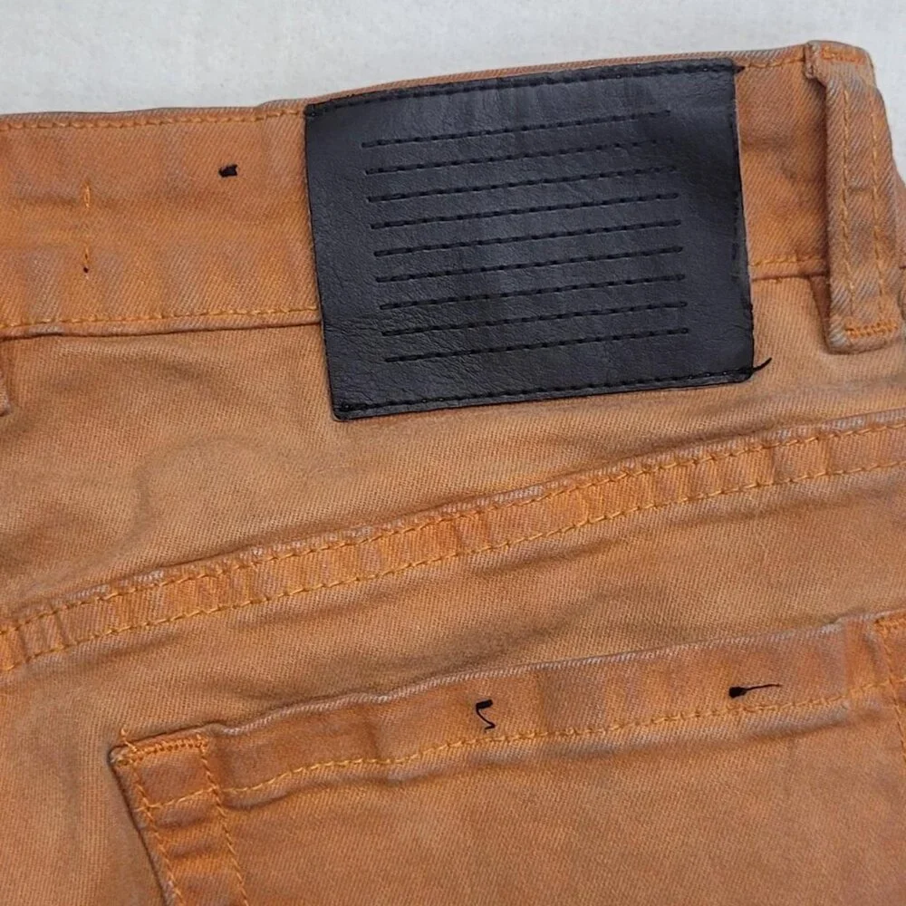 Serenede Stacked Orange Grunge Flare Pants | Men’s 32x34 | Y2K Streetwear Retro - Picture 6 of 8